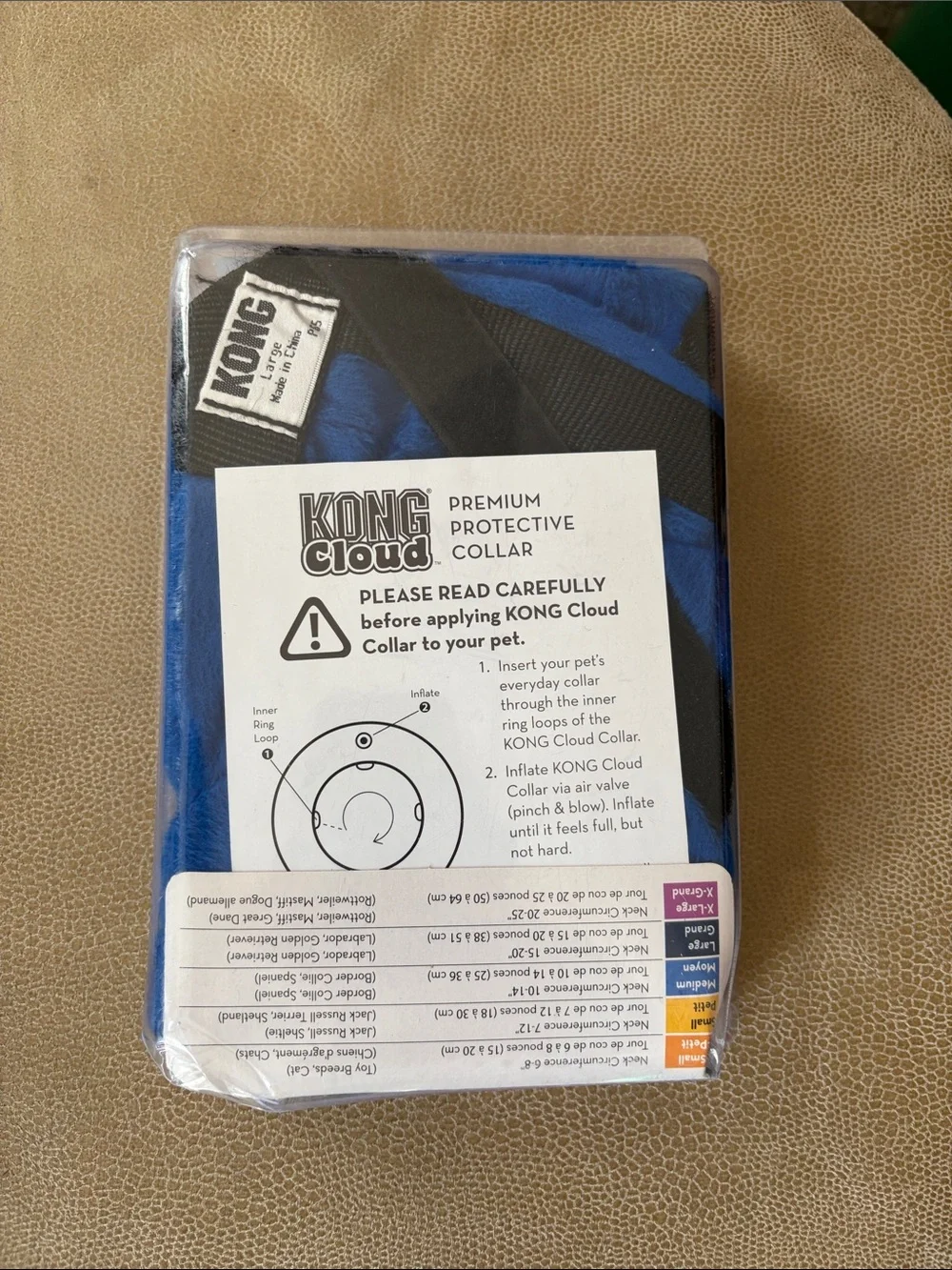 Kong Cloud Inflatable Protective Collar - Blue Size Large